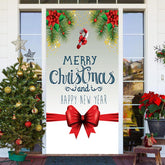 Aperturee - White Red Happy New Year Merry Christmas Door Cover